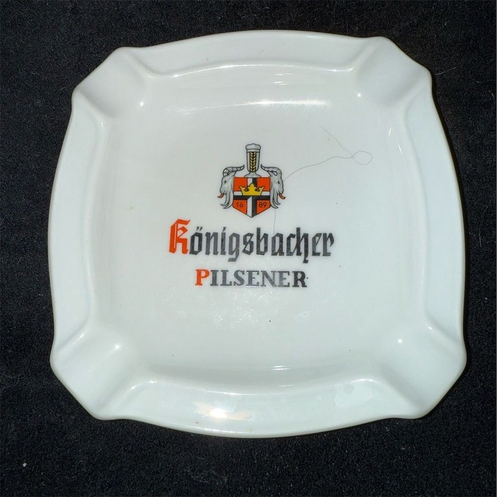Vintage Königsbacher Pilsener Ceramic Ashtray Breweriana Collectible 1960's‎